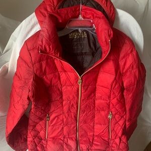 Michael Kors Cherry Red Quilted  Down Jacket